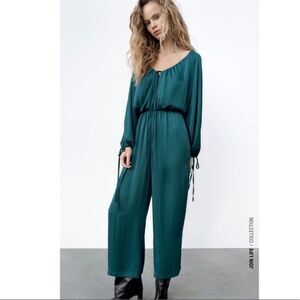 Zara V neck satin effect jumpsuit